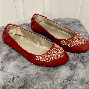Adrienne Vittadini Red Embellished Flats